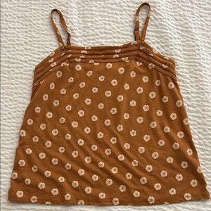 Market & Spruce Rust Brown Daisy-Print Cami with Spaghetti Straps